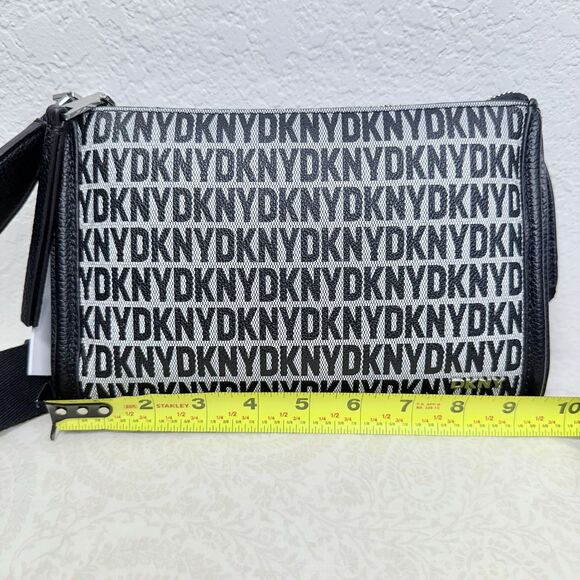 NWT DKNY Milo Crossbody Bag Black Monogram Thick Adjustable Strap Zip Magnet - Picture 12 of 16
